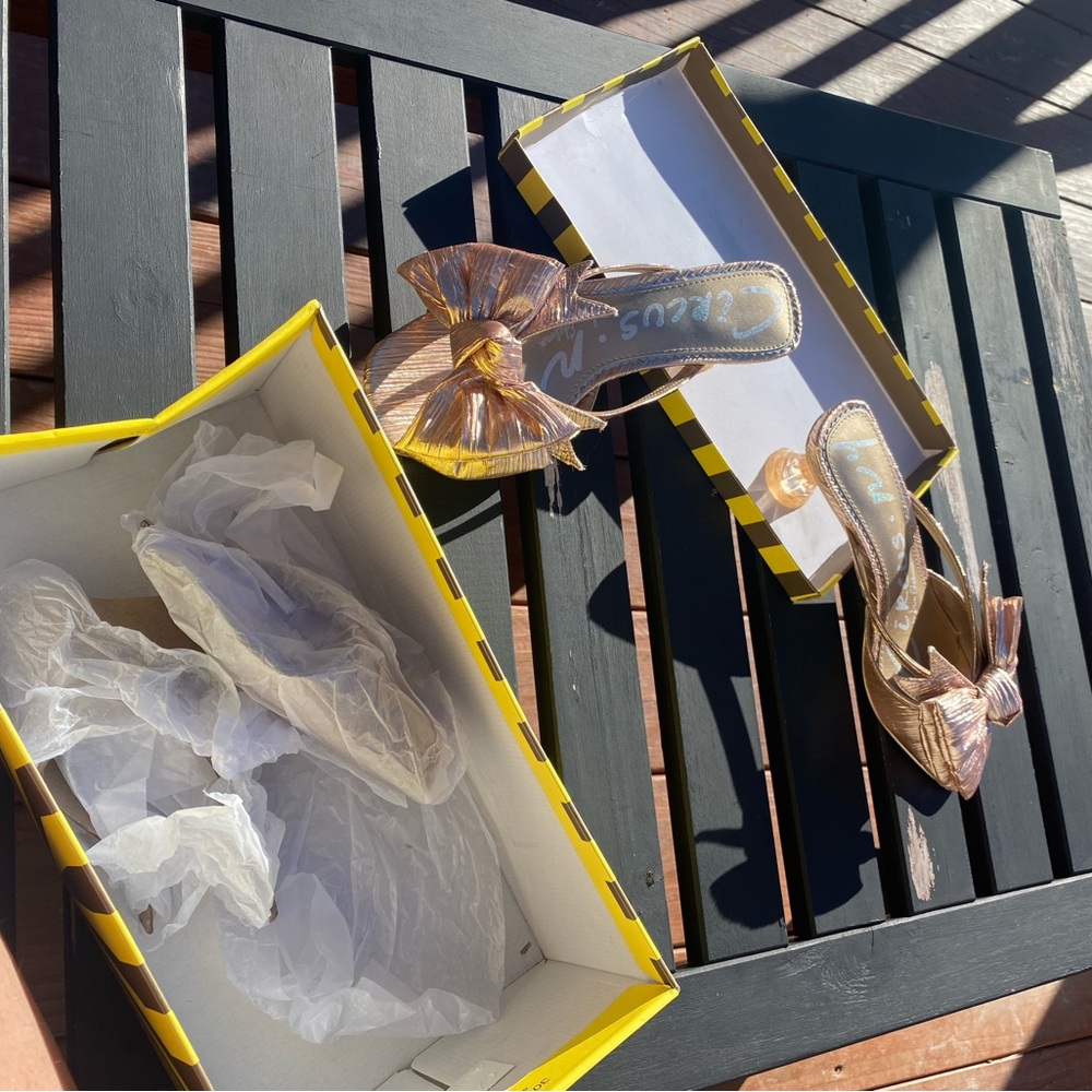 Sam Edelman gold Circus kitten heels with fun heel - Picture 4 of 7